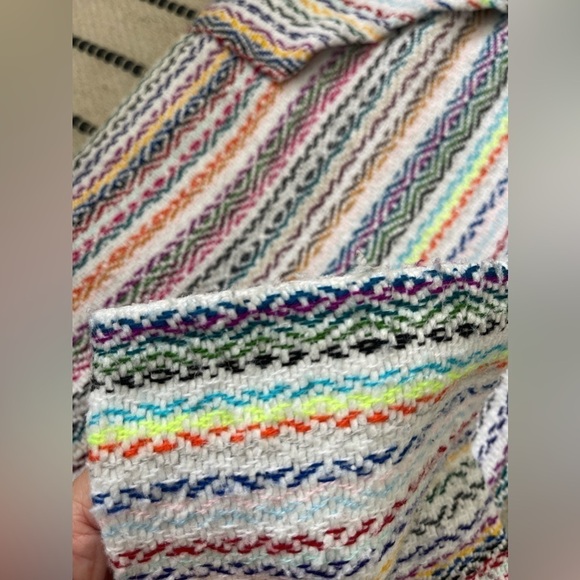 Baja Hoodie Boho Pullover White Rainbow Mini Stripe Medium by No Bad Days - Picture 9 of 10